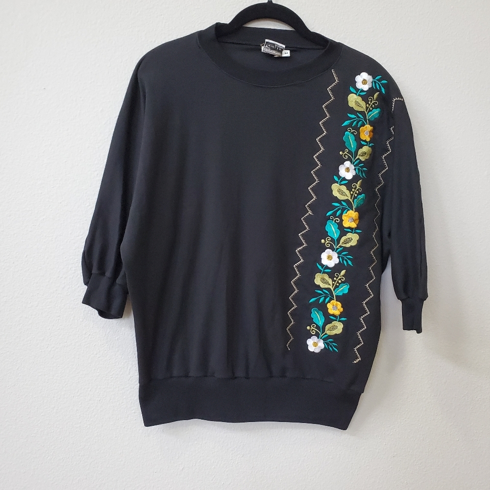 Vintage, 70s, Cyn Les by Shirlee Designs Embroidered Pullover